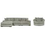 Lindyn 3-Piece Sectional and Oversized Swivel Accent Chair