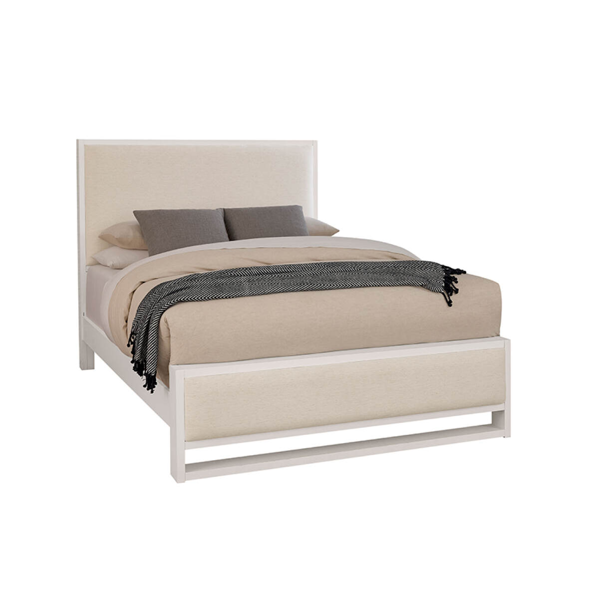 d886c9d59a3a876040fae642d9d41a4b Lodge & Loft Wood Trim Upholstered Bed - Ivory Cream Fabric - 844-551I-155I-922; 844-661I-166I-922-MS1; 844-661I-166I-944-MS1 - Image 1