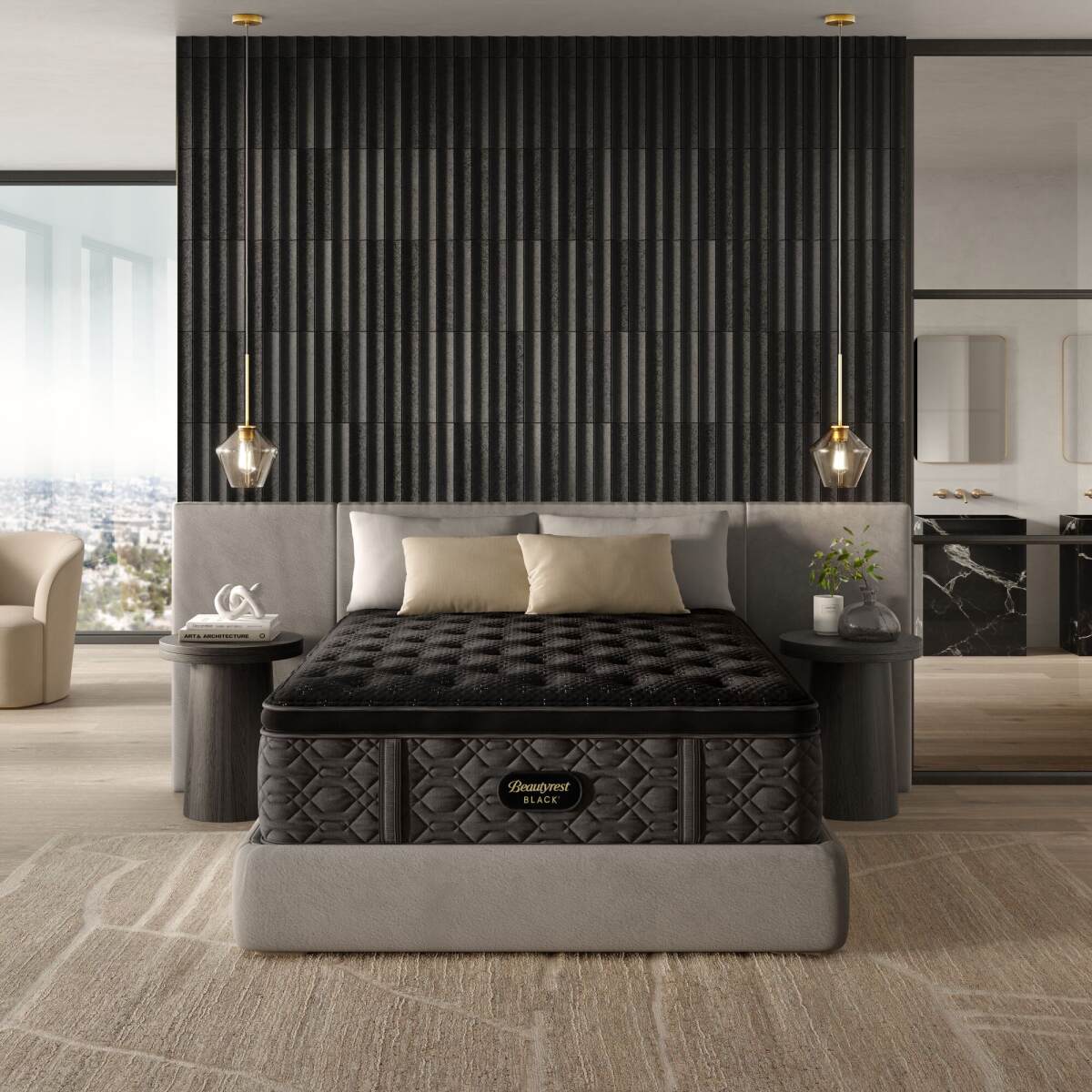 e56fe684bad68e4109fd5ab6bc839b5f Carton Beautyrest Black Series Three 16.25" Medium Pillow Top Mattress -Cal King Split - Image 1