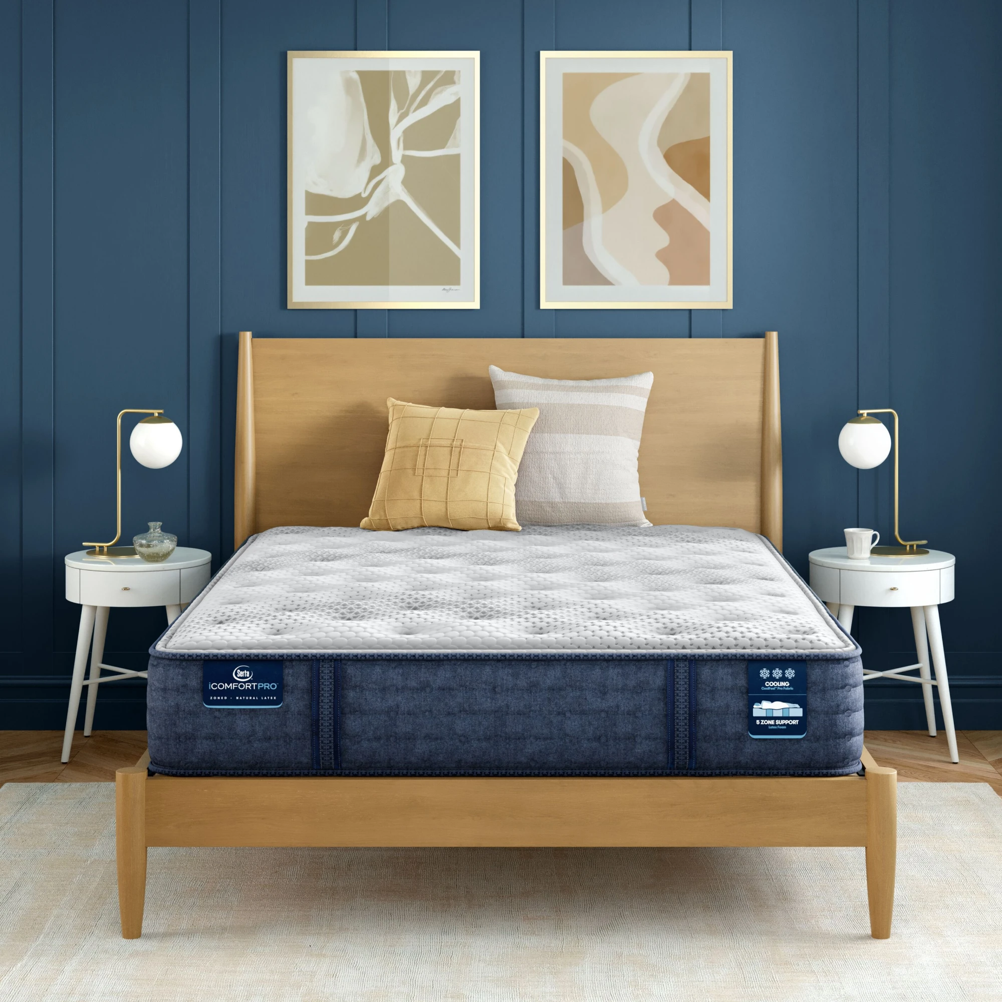 e71197ffaae436bfcd0869cde80b2313 iComfortPro Chelsea 12" Latex Foam Medium Mattress Low Profile Set -Queen - Image 1