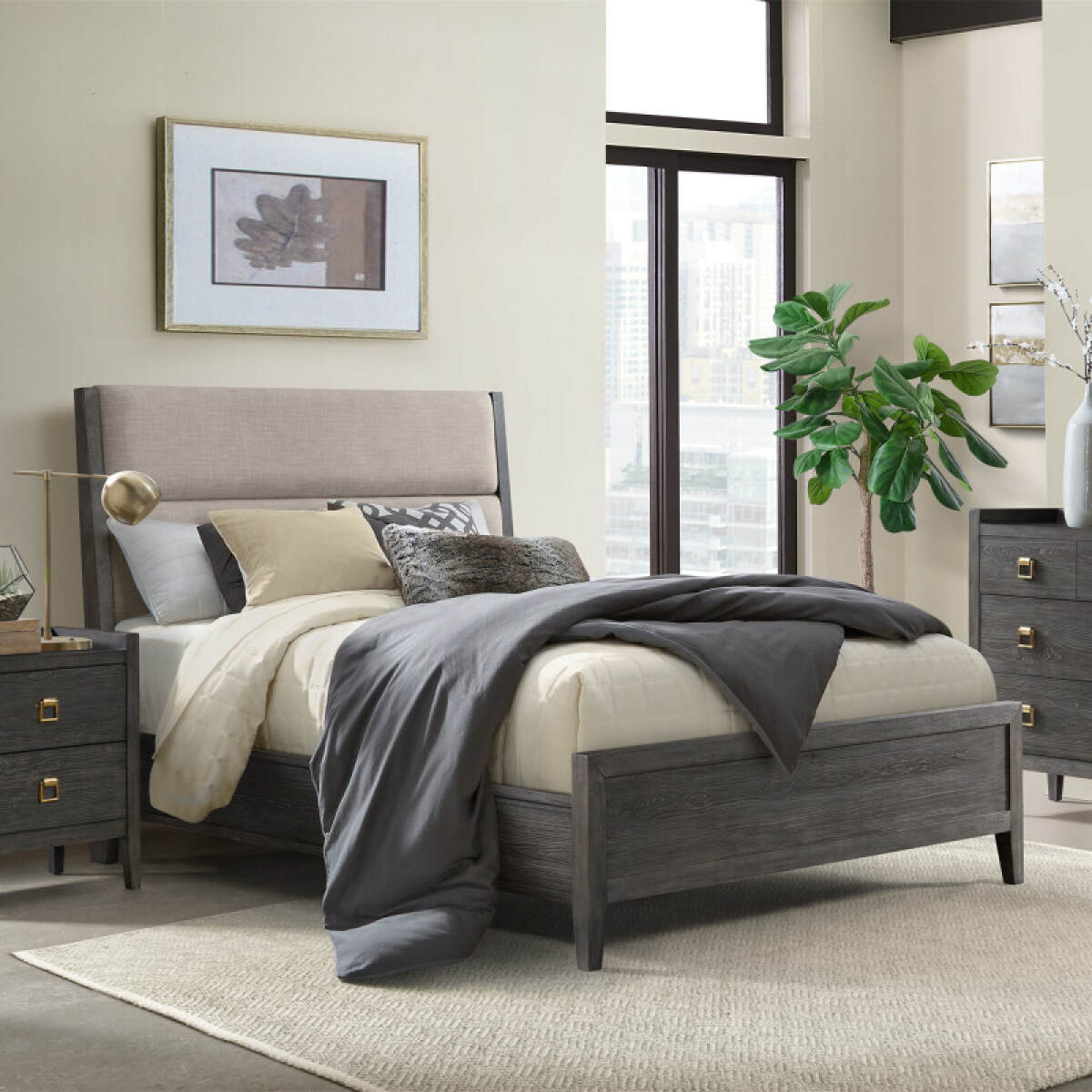 eb20dba8b9247bf29f1120aac90396f6 Portia Queen Upholstered Bed - Image 1