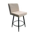 Metal Base Barstool w-Parsons Seat - Champagne Fabric