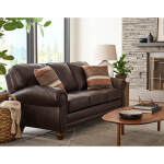 Noble - Top-grain Leather Stationary Sofa - Dark Walnut - FSS64DWLU - Image 7