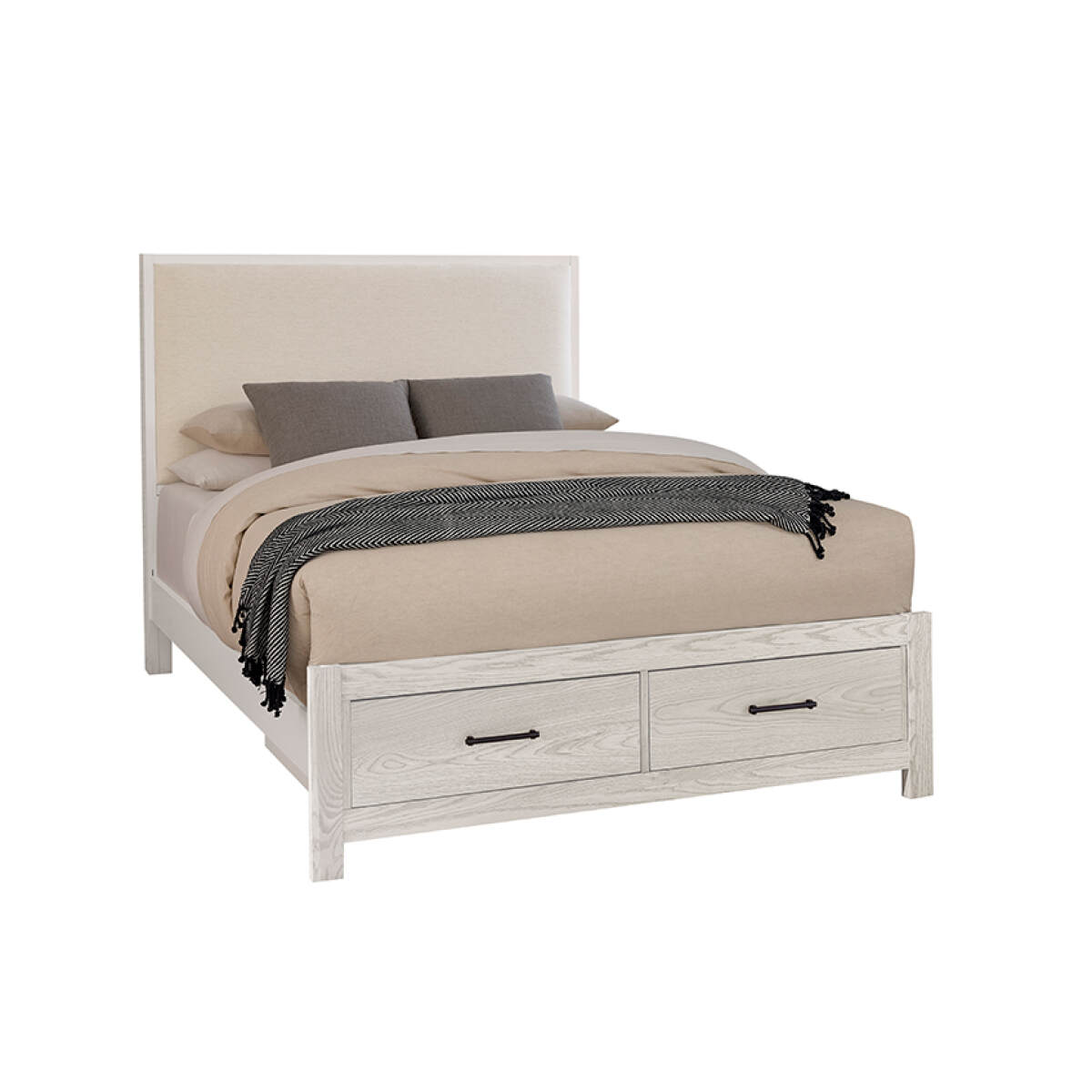 f6fac89a1d2c1e08df5c98dad98801e5 Lodge & Loft Wood Trim Upholstered Storage Bed - Ivory Cream Fabric - 844-551I-050B-502-555; 844-661I-066B-502-666 - Image 1