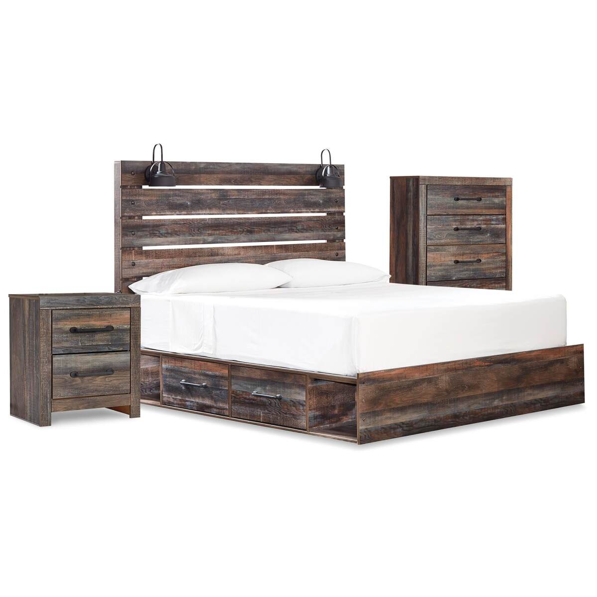 01168a4e12dbdc58cd24e80a82f2449a Drystan Queen Panel Bed with Storage, Chest and Nightstand - Image 1