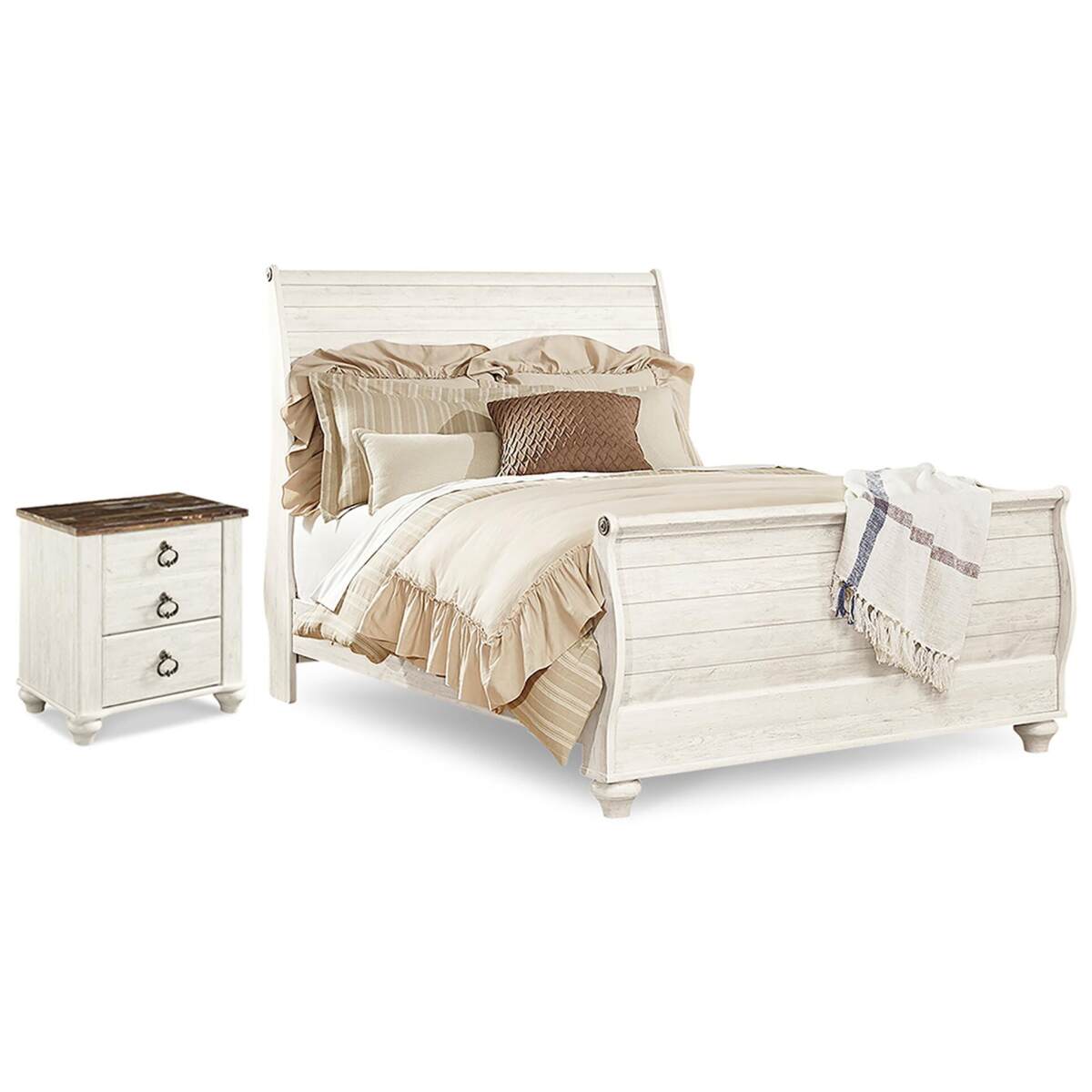 01510f5733be66e985544b66e8a4078a Willowton Queen Sleigh Bed and Nightstand - Image 1