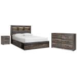 Drystan Queen Bookcase Bed with Storage, Dresser and Nightstand
