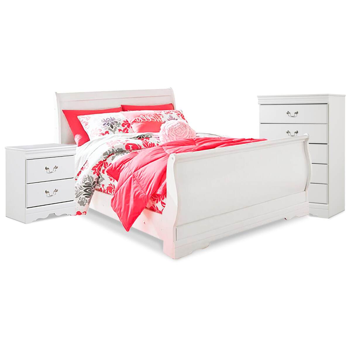 02f82bf8d4e2d99ae78507f5fc4d20e8 Anarasia Full Sleigh Bed, Chest and Nightstand - Image 1
