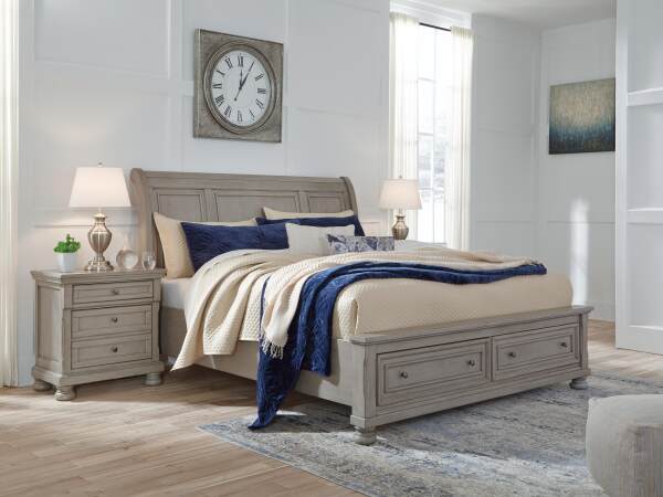 Lettner California King Sleigh Bed with 2 Storage Drawers - Image 3