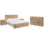 Hyanna King Panel Storage Bed, Dresser and 2 Nightstands