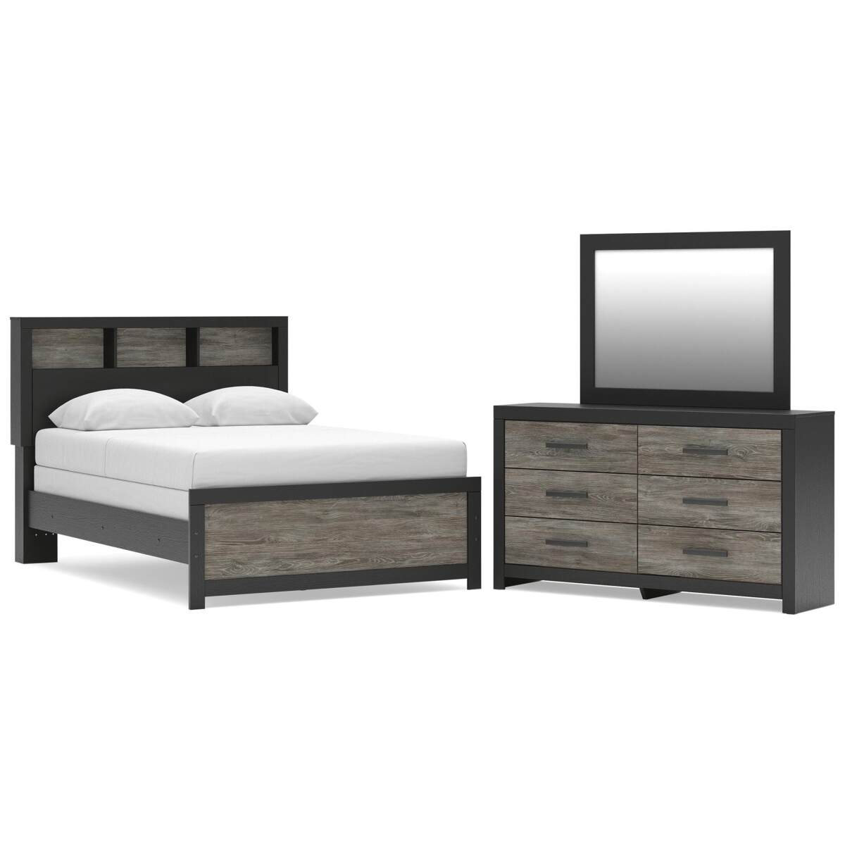 05db2cbade6604189ed354f69cf69e7f Broachmyn Full Bookcase Bed, Dresser and Mirror - Image 1