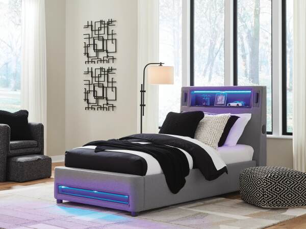 Verishaw Twin Upholstered Bed with Wireless Audio - Image 8