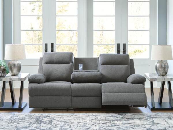 Side-Swipe Reclining Sofa with Drop Down Table - Image 8