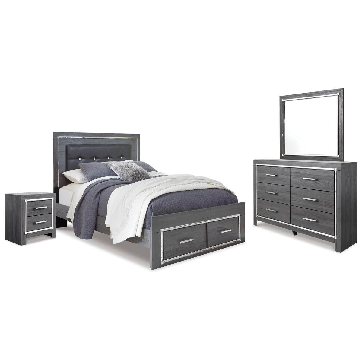 099d4906d9f3aae54b3e600f2fac0dd9 Lodanna Queen Panel Storage Bed with Mirrored Dresser and Nightstand - Image 1