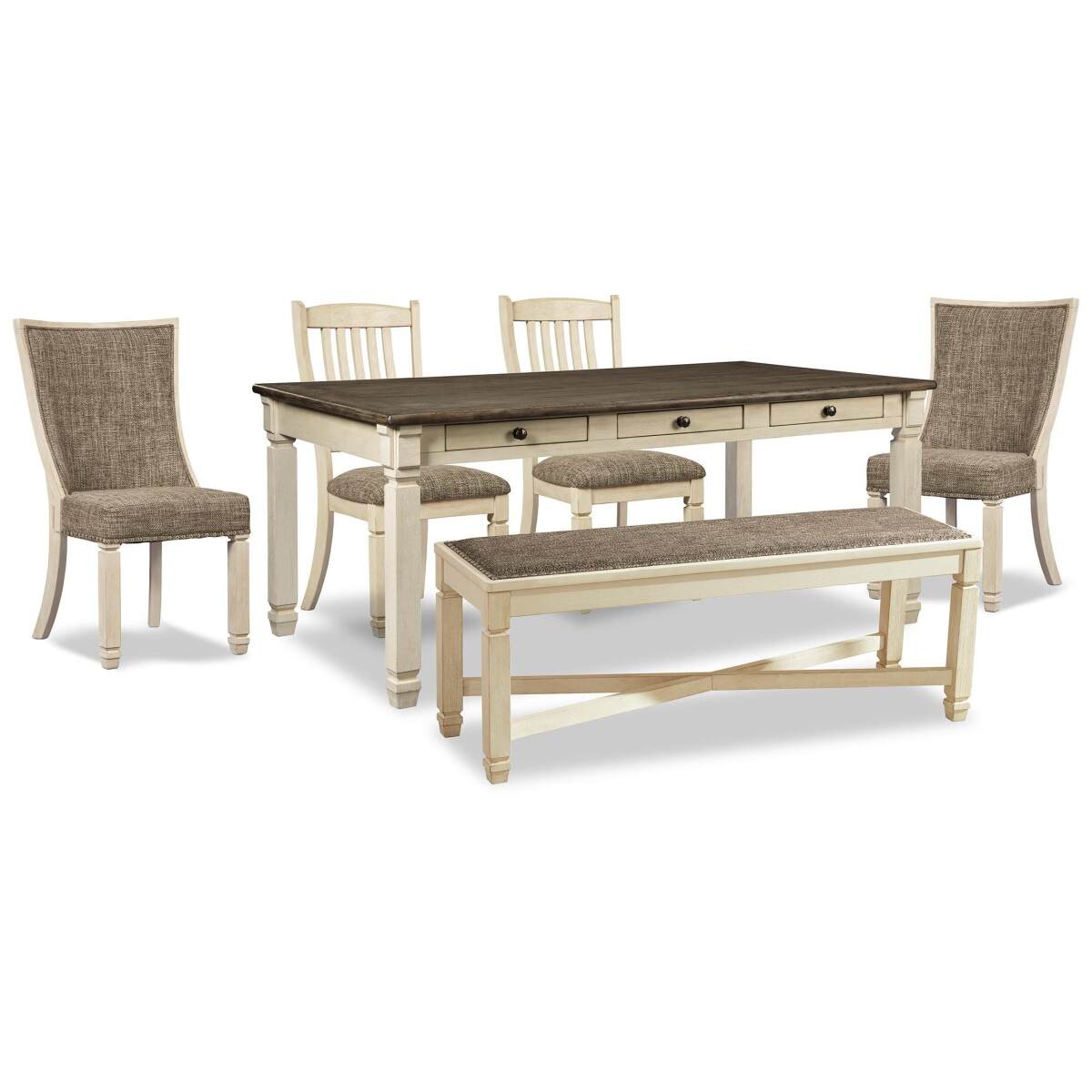 09d4d6a58275d6cdaa05f8b267bf4fd2 Bolanburg Dining Table, 4 Chairs and Bench - Image 1