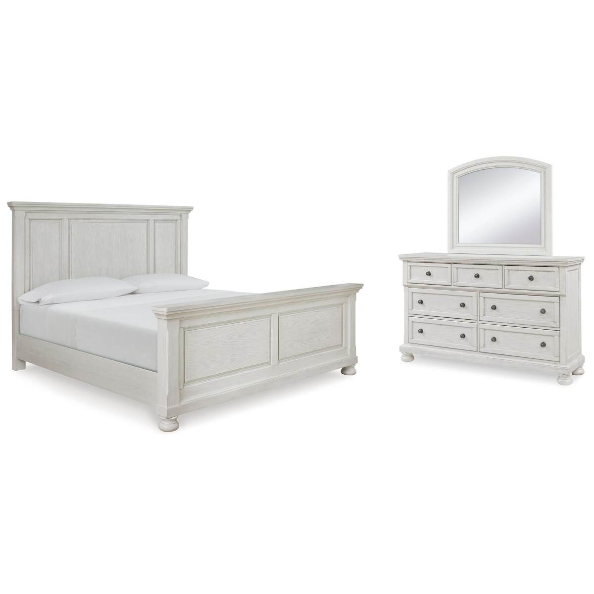 09f22e5c643b755782e5c226adb8fdc6 Robbinsdale Queen Panel Bed, Dresser and Mirror - Image 1