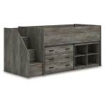 Frandern Twin Loft Bed with Bookcase and Drawer Storage - Image 4