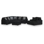 Midnight-Madness 3-Piece Sectional, Chaise and Oversized Accent Ottoman