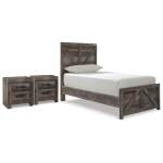 Wynnlow Twin Crossbuck Panel Bed and 2 Nightstands - Image 2