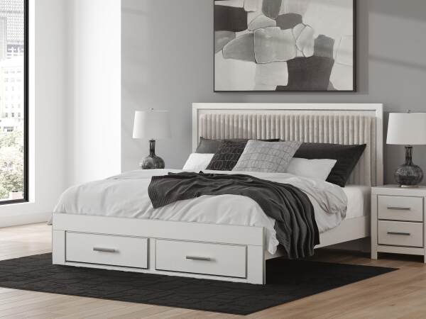 Zuraleus King Upholstered Panel Platform Storage Bed - Image 3