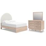 Arloster Full Upholstered Panel Bed, Dresser and Mirror