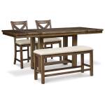 Moriville Counter Height Dining Table and 2 Barstools and Bench