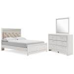 Altyra Queen Upholstered Panel Bed, Dresser and Mirror