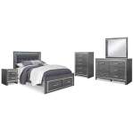 Lodanna Queen Panel Storage Bed, Dresser, Mirror, Chest and Nightstand