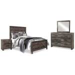 Wynnlow Queen Crossbuck Panel Bed, Dresser, Mirror, and Nightstand