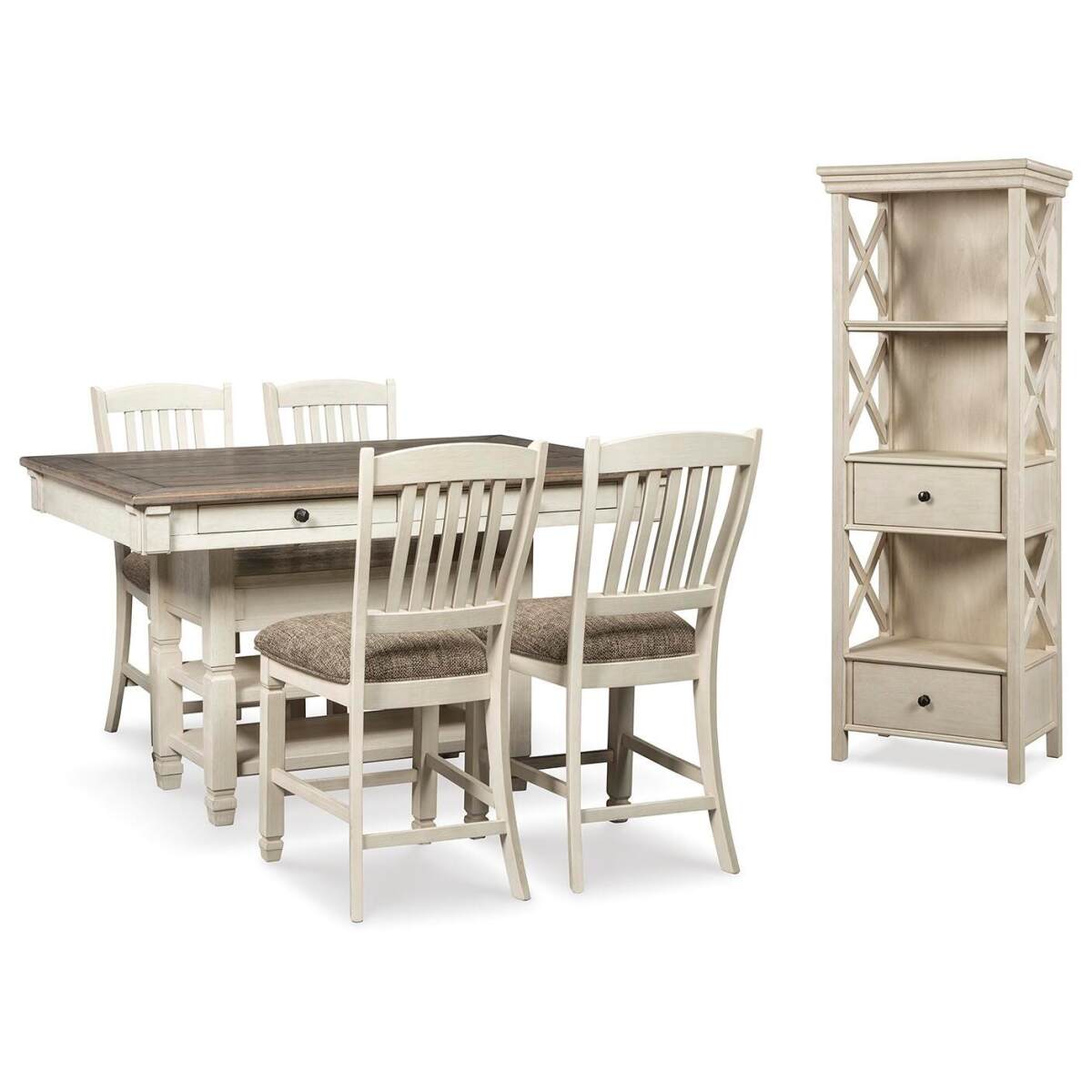126ef4ee2a60eac8a5582efb4be71c6e Bolanburg Counter Height Dining Table and 4 Barstools with Display Cabinet - Image 1