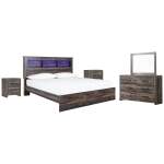 Drystan King Panel Bed, Dresser, Mirror and 2 Nightstands