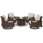 Paradise Trail Outdoor Fire Pit Table with 4 Lounge Chairs