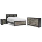 Broachmyn Queen Bookcase Panel Bed, Dresser and Nightstand