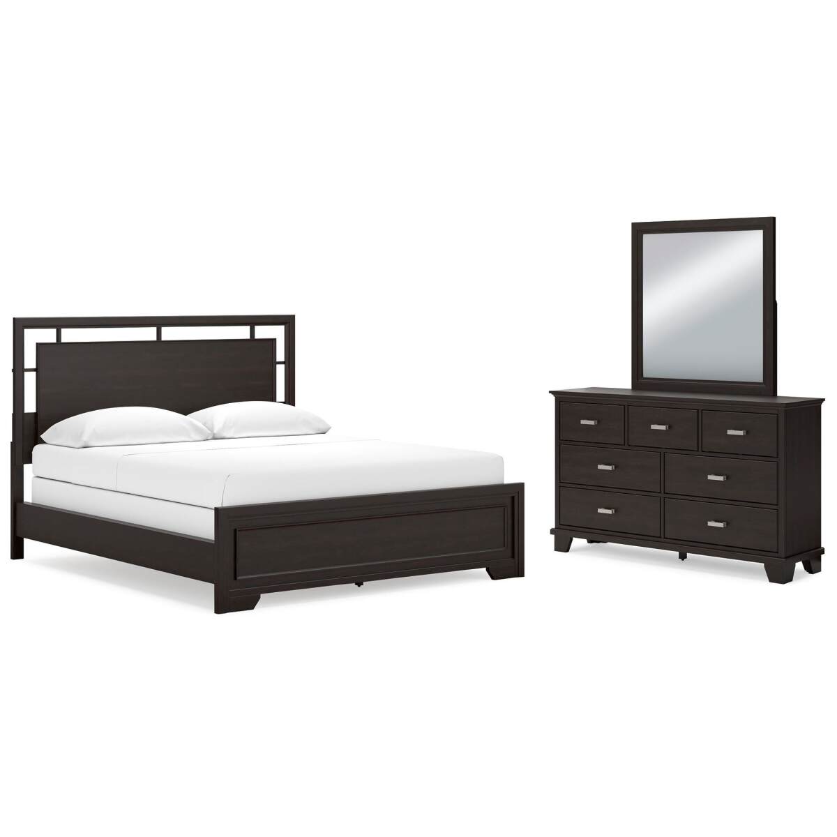 161b2db74849c0bb7c56a67e117aaa80 Covetown California King Panel Bed, Dresser and Mirror - Image 1
