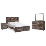 Drystan Queen Bookcase Storage Bed, Dresser, Mirror and Nightstand