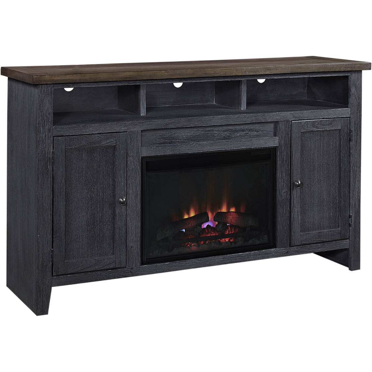 187b4613e801c29516debf6b5587c91f Eastport 65" Fireplace Console W/ 2 Doors WME1901-DBK WME1901-DBK - Image 1