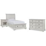 Robbinsdale Twin Sleigh Storage Bed, Dresser and Nightstand