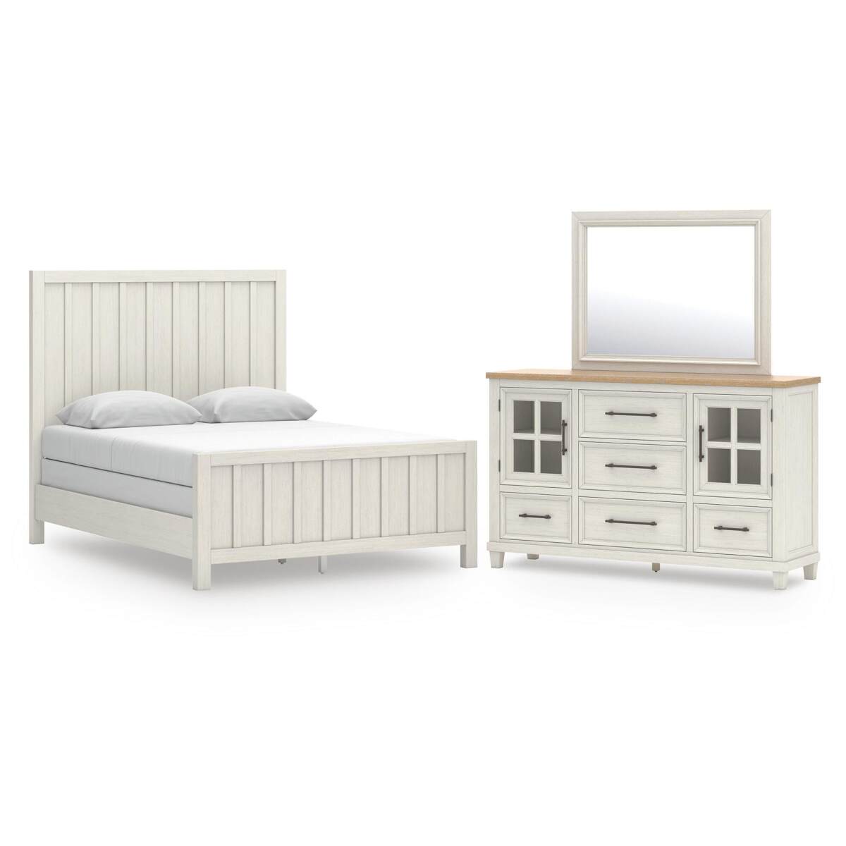 19dbe23be8e7259be13b3e69097061a3 Shaybrock Queen Panel Bed, Dresser and Mirror - Image 1