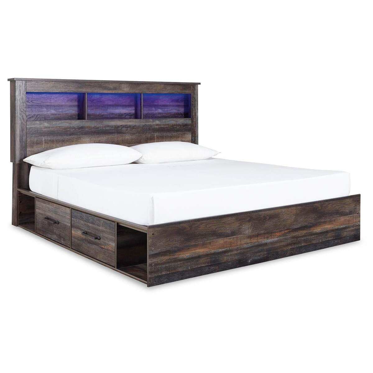 1b6deef9f9b78aef66ecf4a1bba402a3 Drystan King Bookcase Bed with 4 Storage Drawers - Image 1
