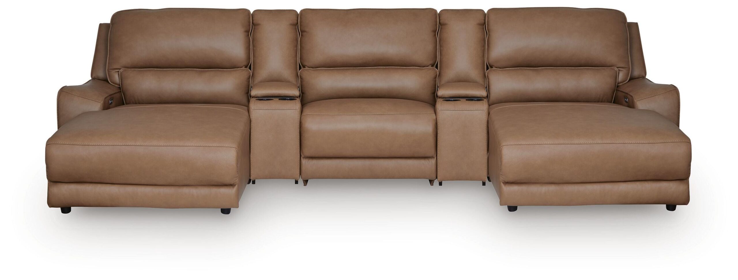 1b9bbb8c28a905f163d3d3e3373aeefe DeepWakes 5-Piece Reclining Sectional with Double Chaise and Storage Consoles - Image 1