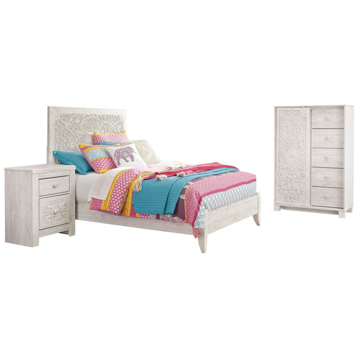 1e285bb0cbe05f75192cb117802d1877 Paxberry Full Panel Bed, Chest and Nightstand - Image 1
