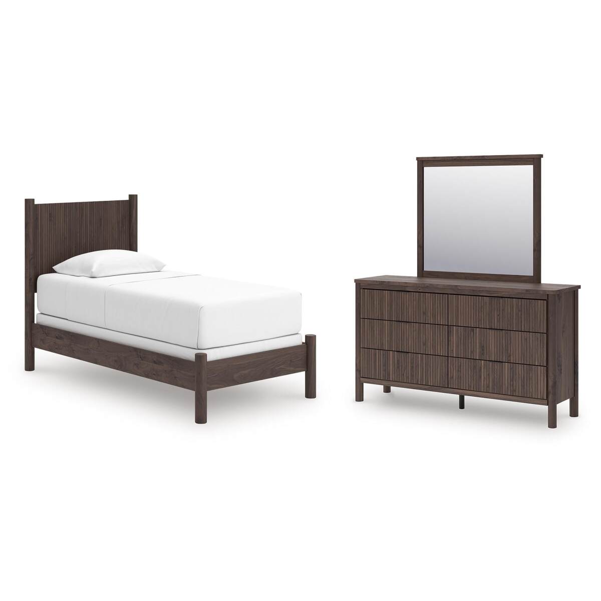 1ea74be972254a991e803b49c6f90b1a Pamytta Twin Panel Bed, Dresser and Mirror - Image 1