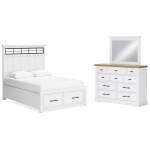 Ashbryn Queen Panel Storage Bed, Dresser and Mirror