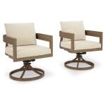 Serene Bay Outdoor Swivel Dining Chair with Cushion (Set of 2) - Image 2