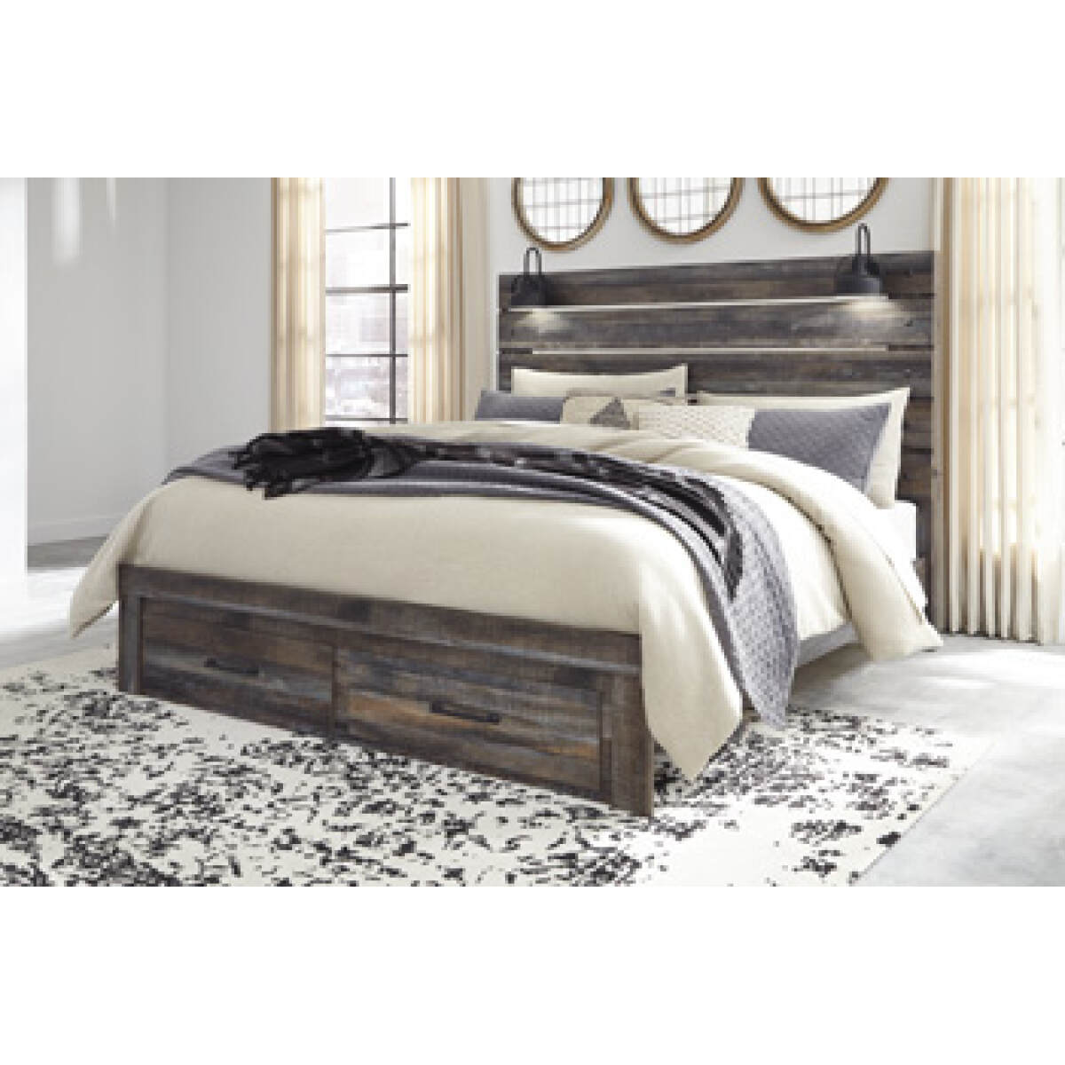 2058accad6fbec203070ec2e6393a388 Drystan King Panel Bed with 2 Storage Drawers - Image 1