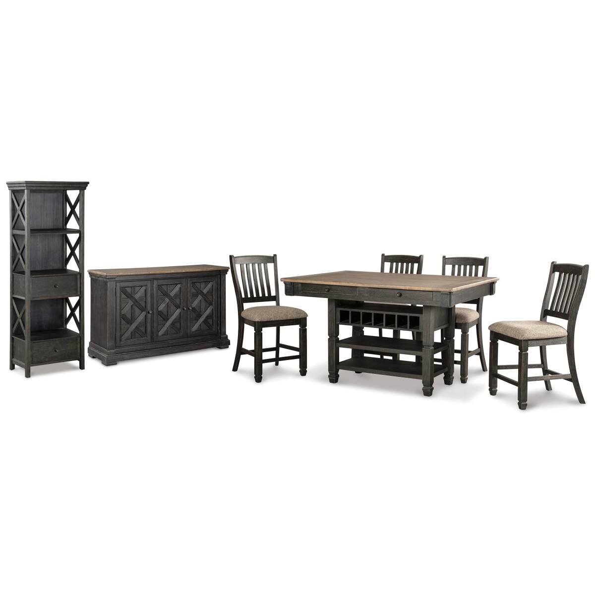 2111b8d2b74232177d149ac0579b4c35 Tyler Creek Counter Height Table with 4 Barstools, Server and Display Cabinet - Image 1