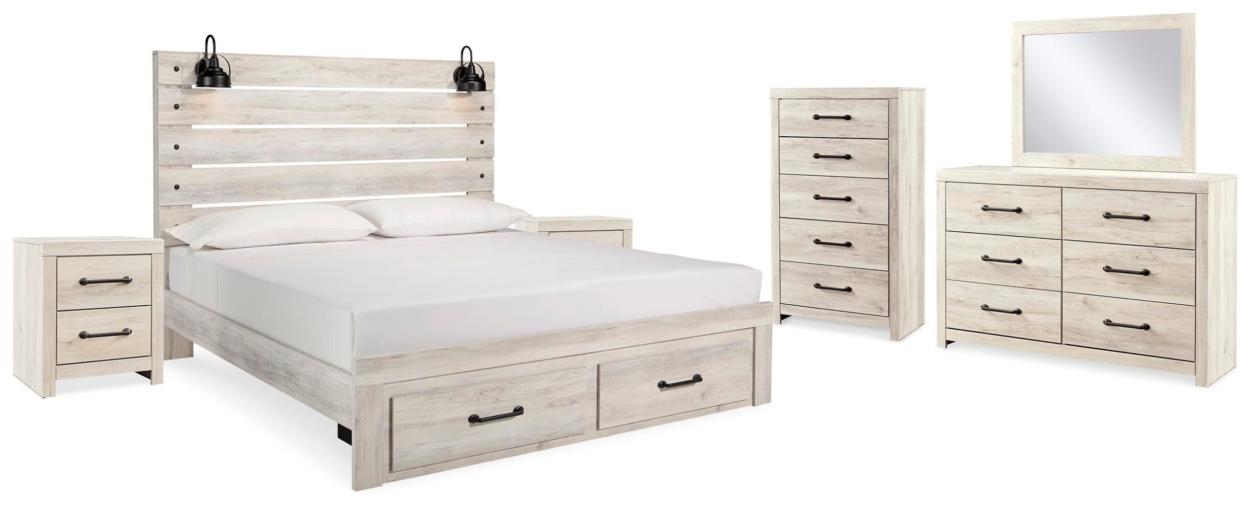 22f1aa8b2ef0ad325788bb7e7762e7e4 Cambeck King Panel Storage Bed, Dresser, Mirror, Chest and 2 Nightstands - Image 1