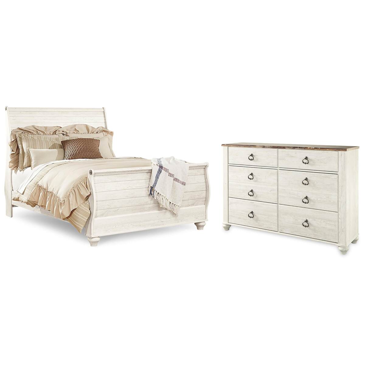 234fcb08f41427bc50e6979df854efcc Willowton Queen Sleigh Bed and Dresser - Image 1