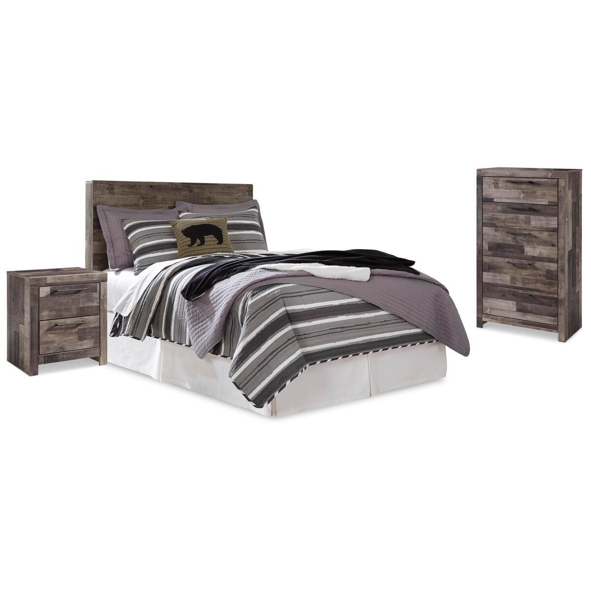 24ce78f31b1b3a8e080deda6367b60e7 Derekson Full Panel Headboard, Chest and Nightstand - Image 1