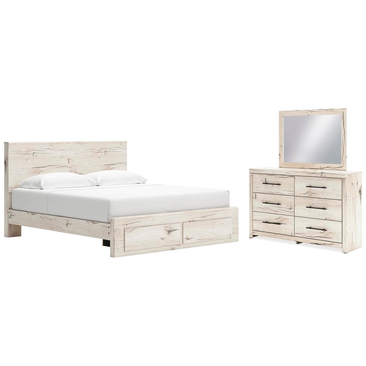 252827a59d7399751dd739f6eecba36c Lawroy King Panel Storage Bed, Dresser and Mirror - Image 1